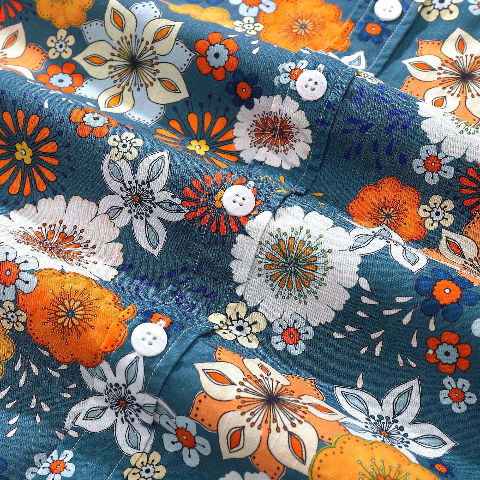 1960s Floral Hawaiian Shirt For Men Colorful Short Sleeve