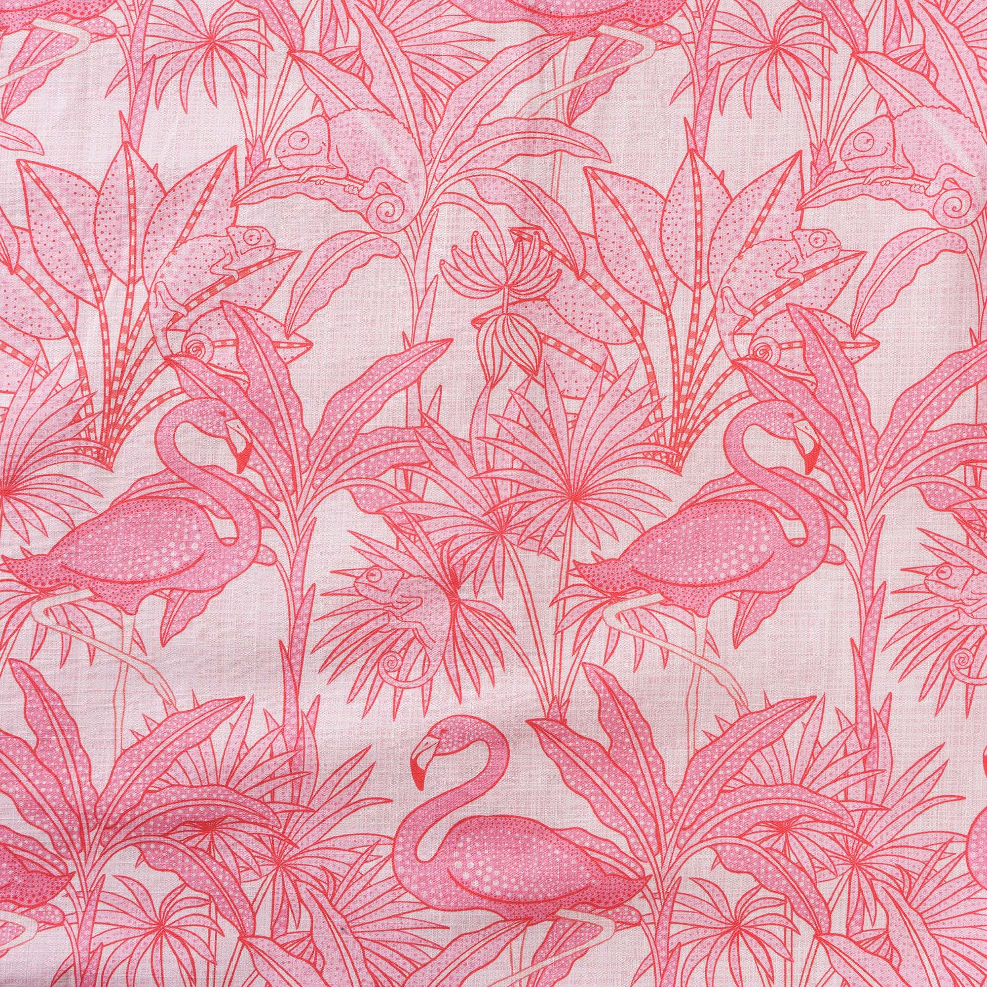 Men's Pink Hawaiian Shirt Flamingos Shirt 100% Cotton Short Sleeve Button-down Shirt