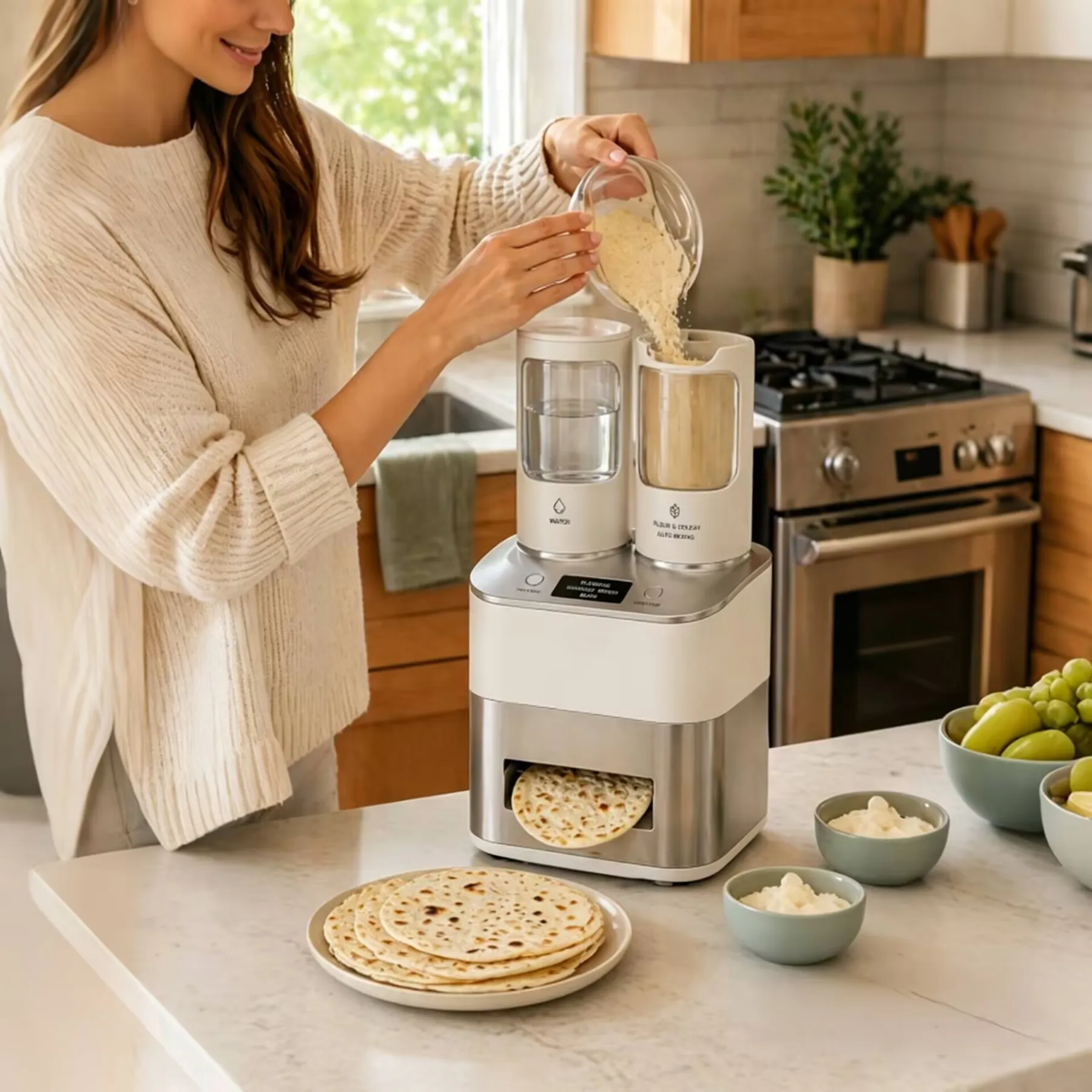 roomlightideas™ Smart Automatic Tortilla Maker - Fresh Corn & Flour Tortillas in Minutes