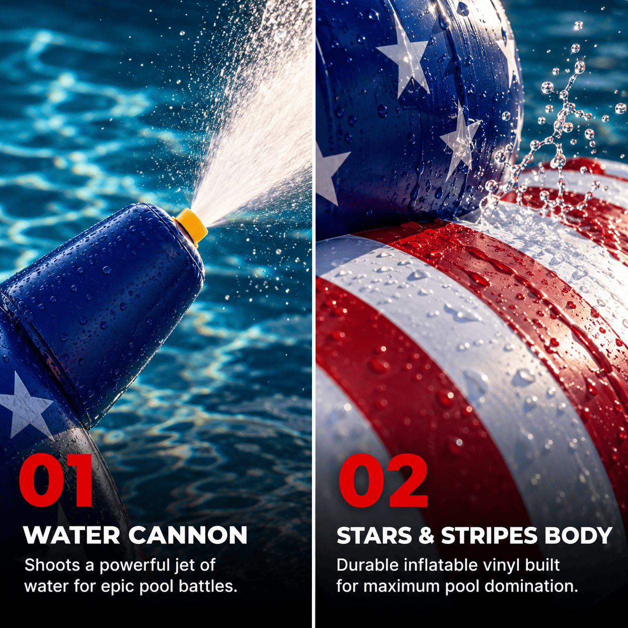 Inflatable Pool Tank Float with Built-In Water Cannon