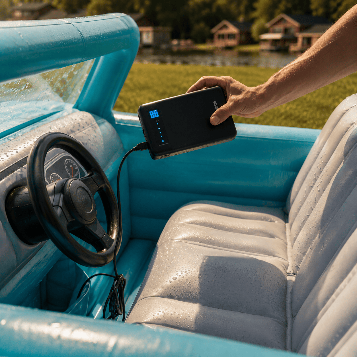 Motorized Inflatable Convertible Car Boat