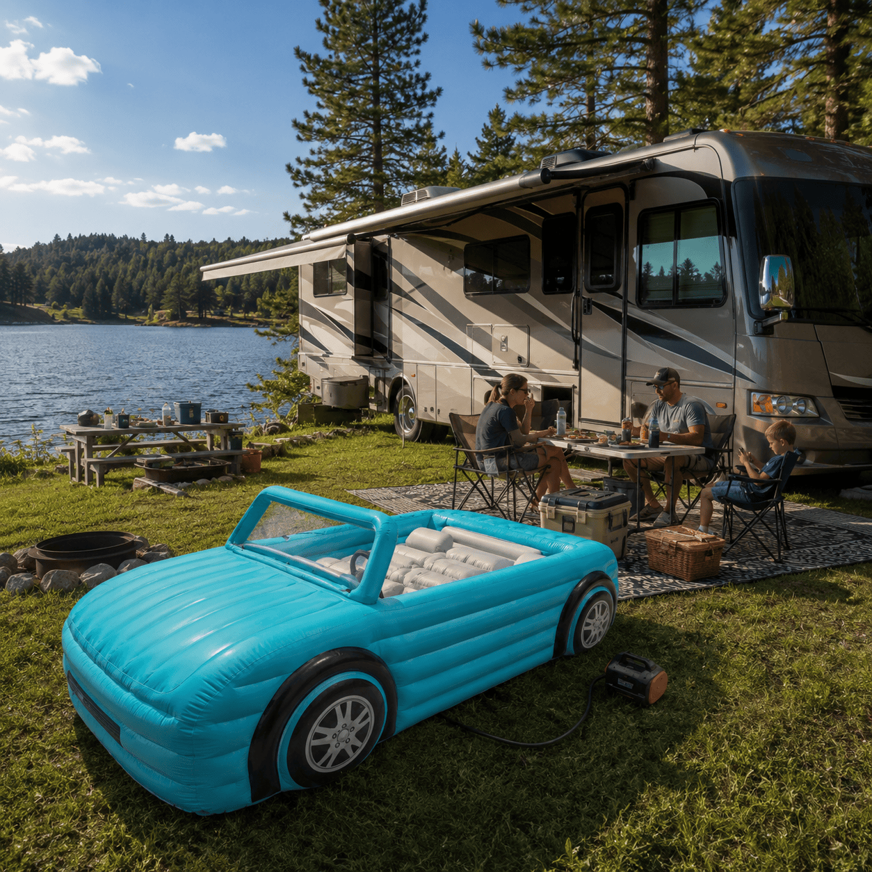 Motorized Inflatable Convertible Car Boat