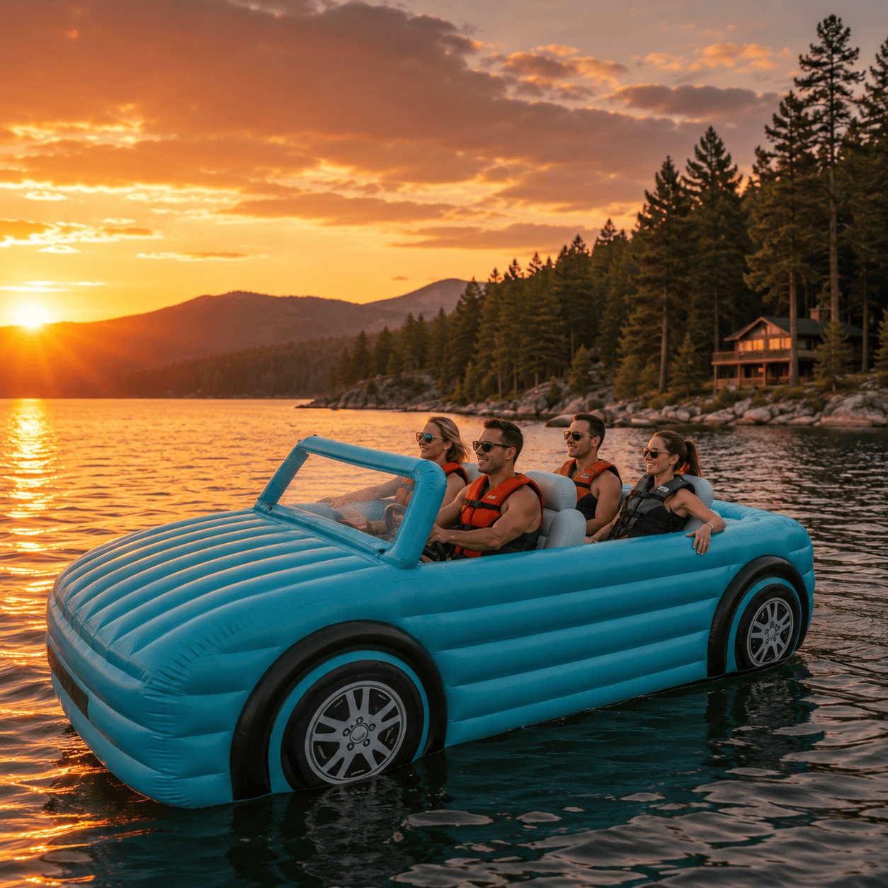 Motorized Inflatable Convertible Car Boat