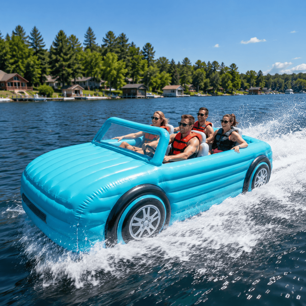 Motorized Inflatable Convertible Car Boat