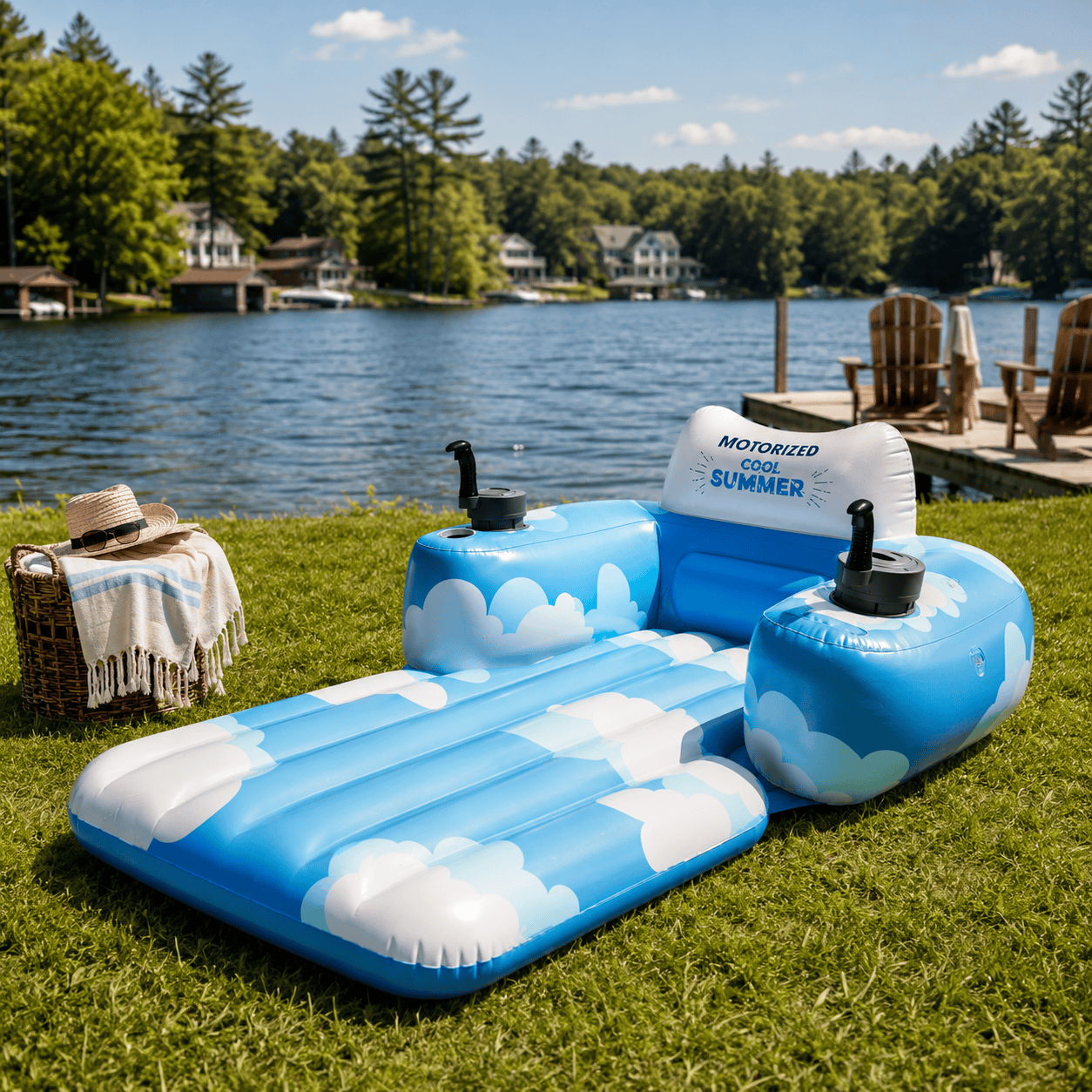 Motorized Inflatable Pool Float with UPF50+ Sun Canopy