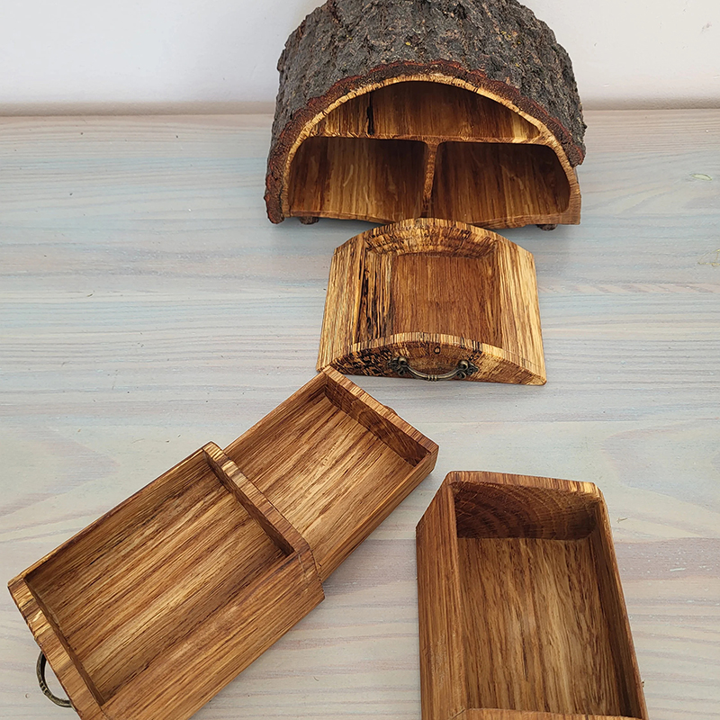 Rustic Oak Firewood Keepsake Box