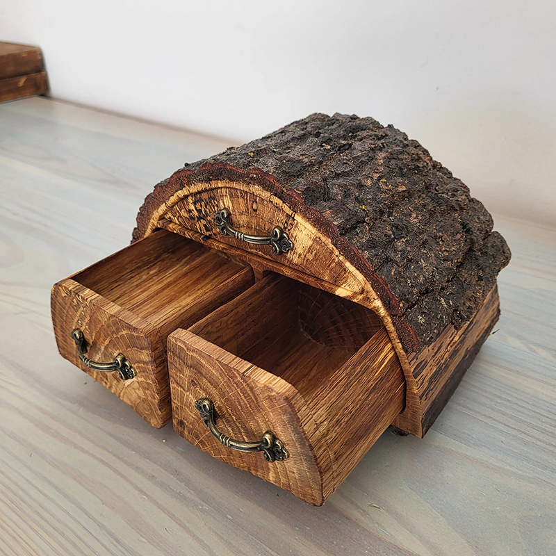 Rustic Oak Firewood Keepsake Box