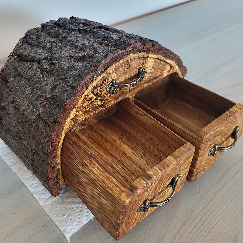 Rustic Oak Firewood Keepsake Box