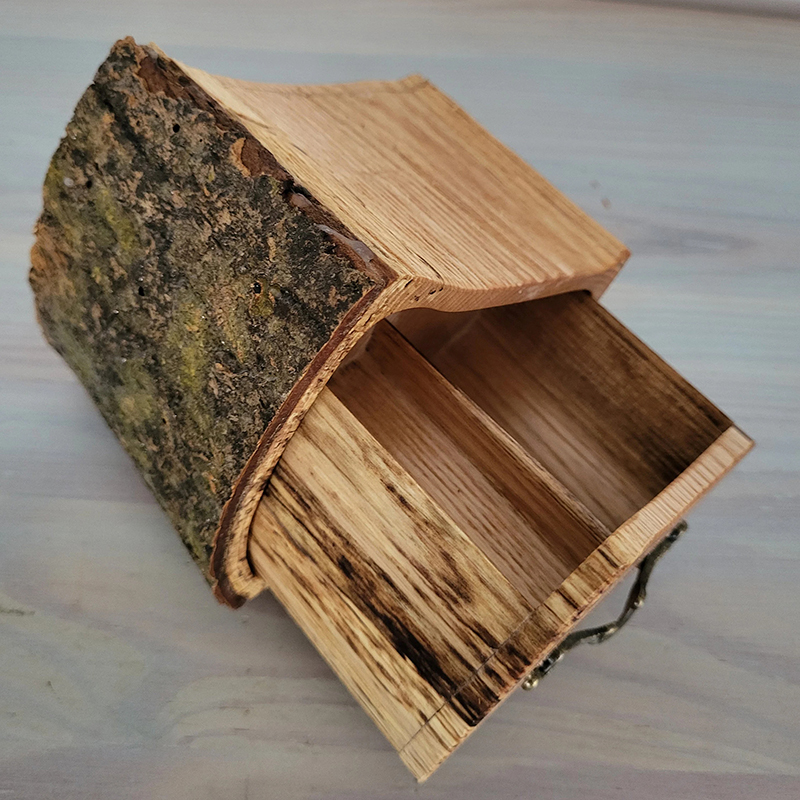 Maple Jewelry Log Box with Bark