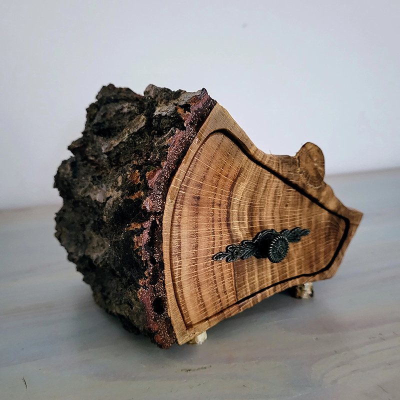 Oak Jewelry Log Box with Bark