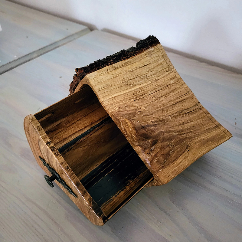 Oak Jewelry Log Box with Bark