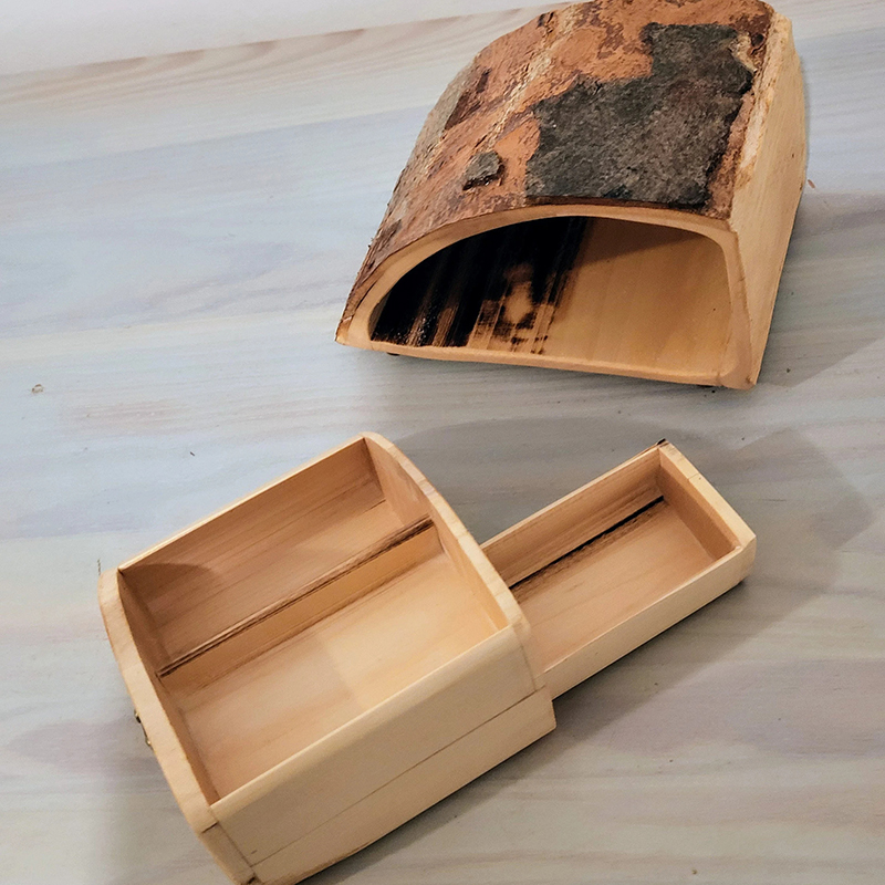 Rustic Ash Jewelry Box with Bark