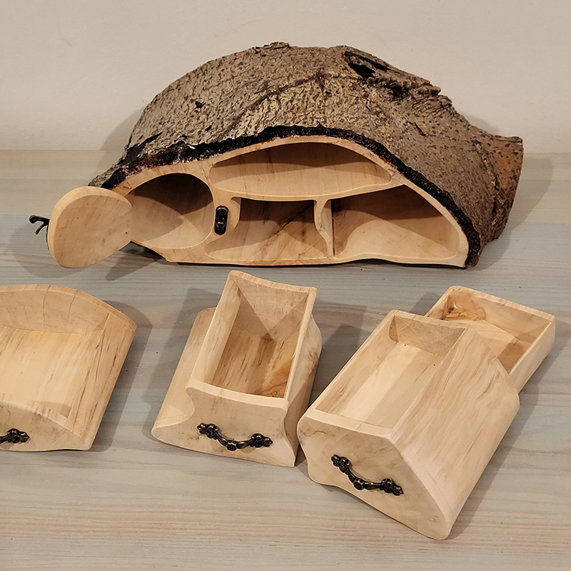 ECO friendly Jewelry Aspen Log Box with Bark