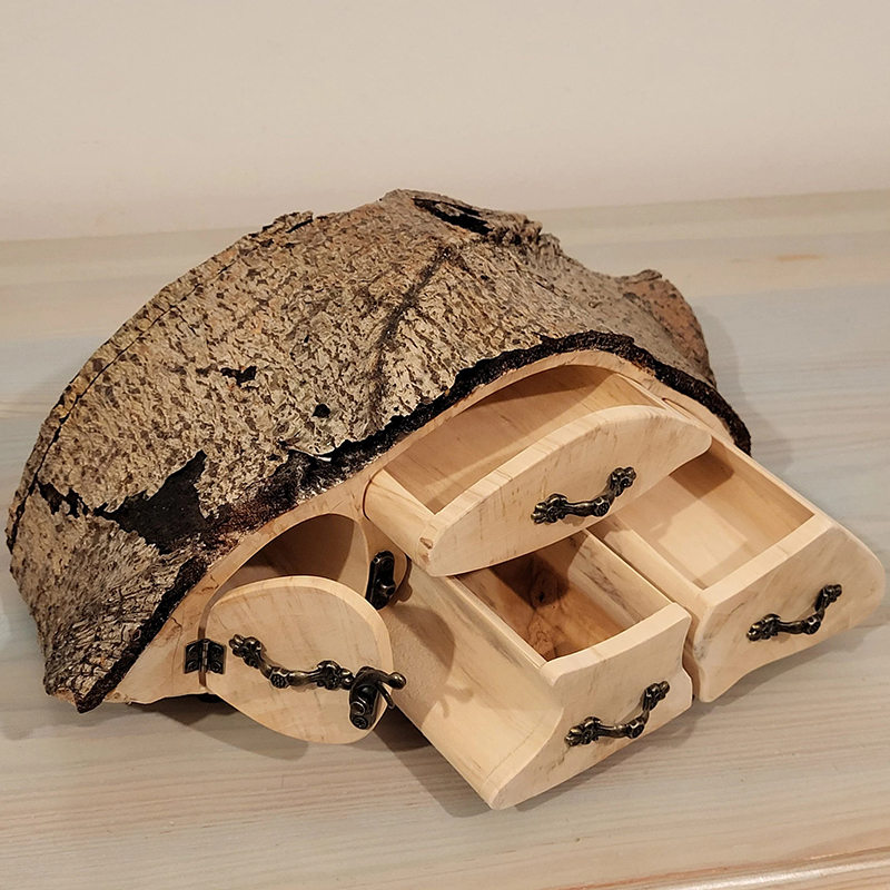 ECO friendly Jewelry Aspen Log Box with Bark