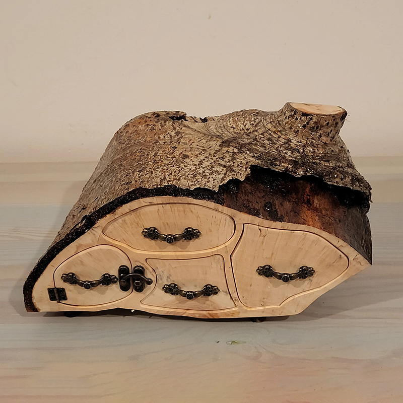 Upcycled Jewelry Aspen Log Box with Bark