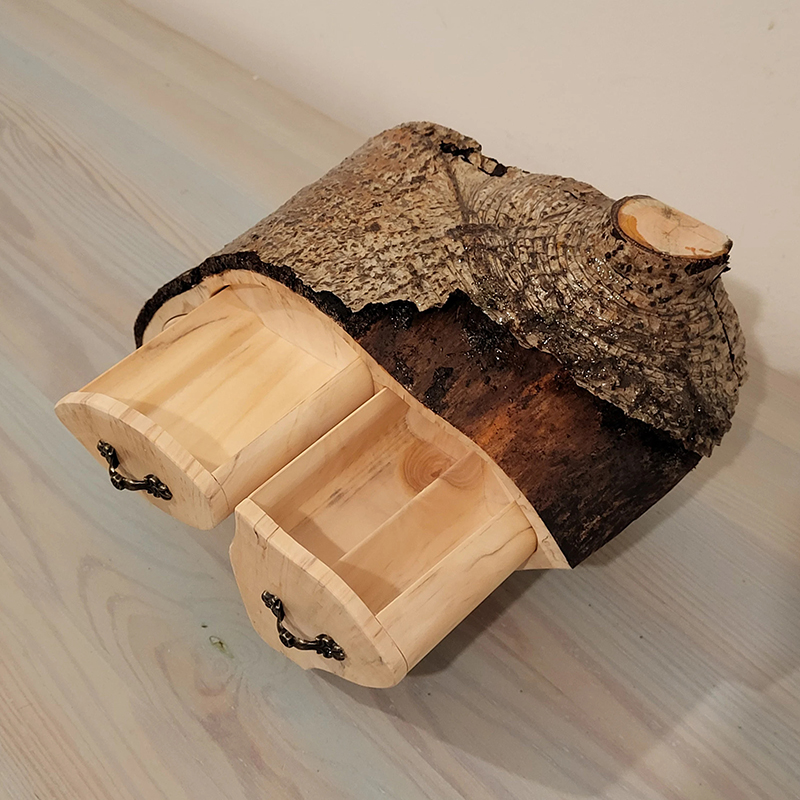 Upcycled Jewelry Aspen Log Box with Bark