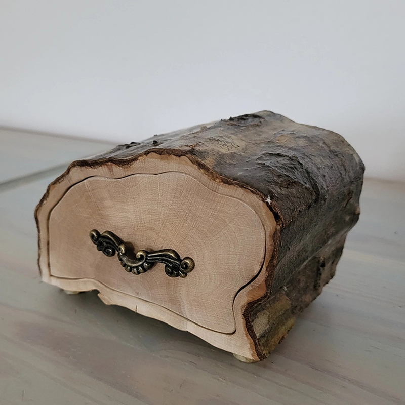 Hornbeam Log Box with Bark