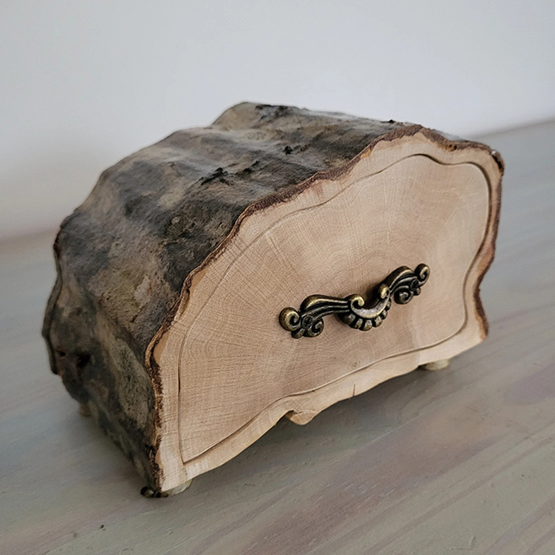 Hornbeam Log Box with Bark