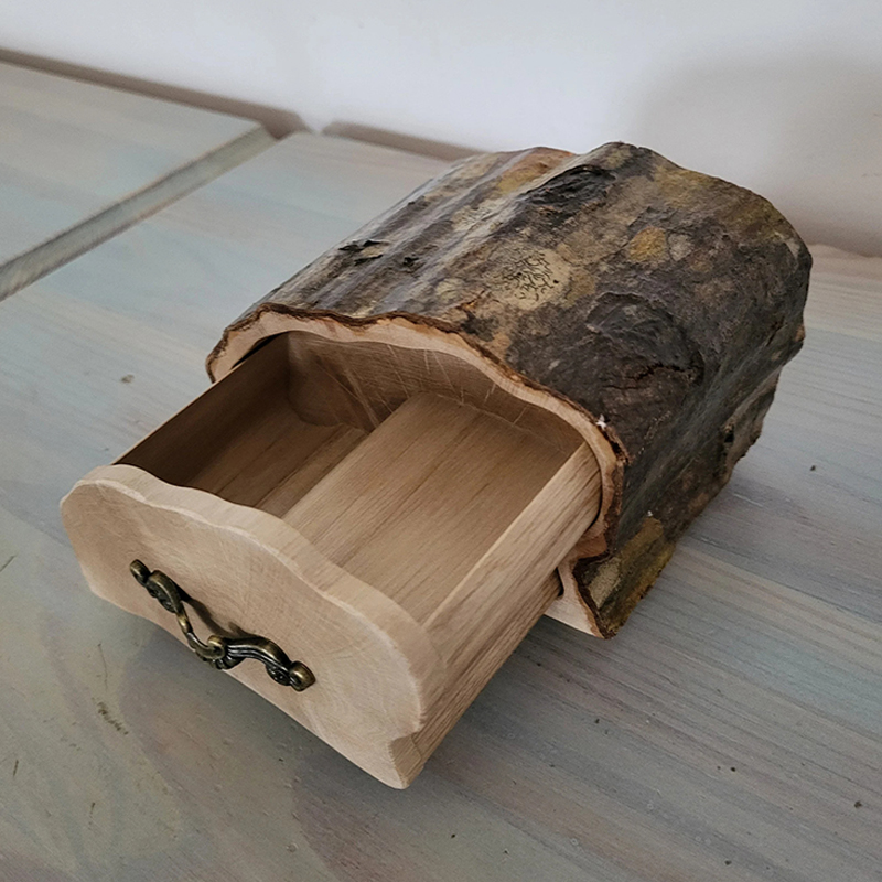 Hornbeam Log Box with Bark