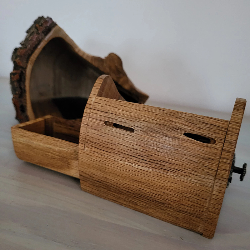 Oak Jewelry Log Box with Bark