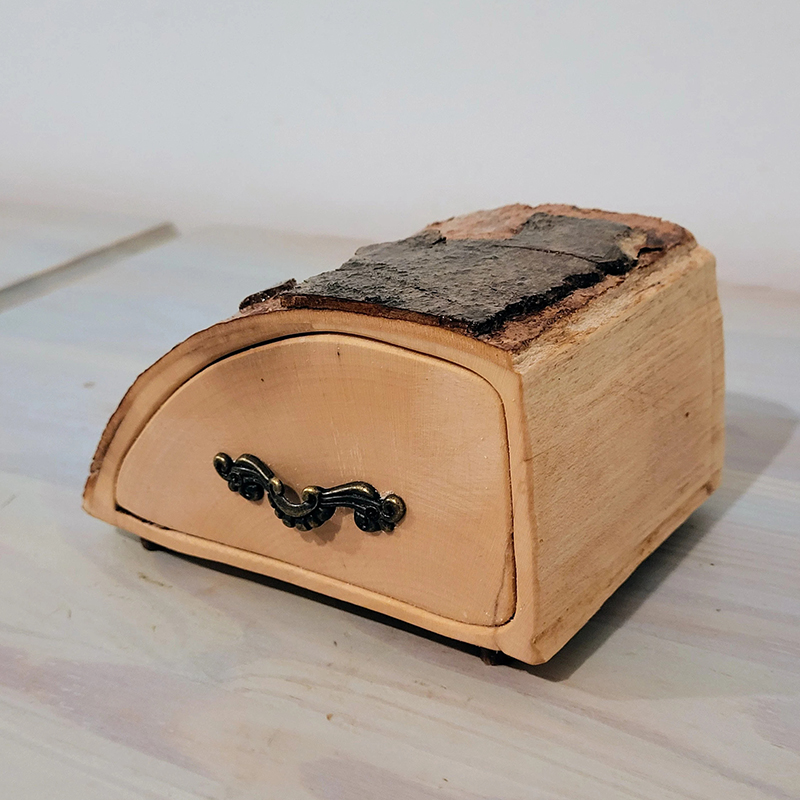 Rustic Ash Jewelry Box with Bark