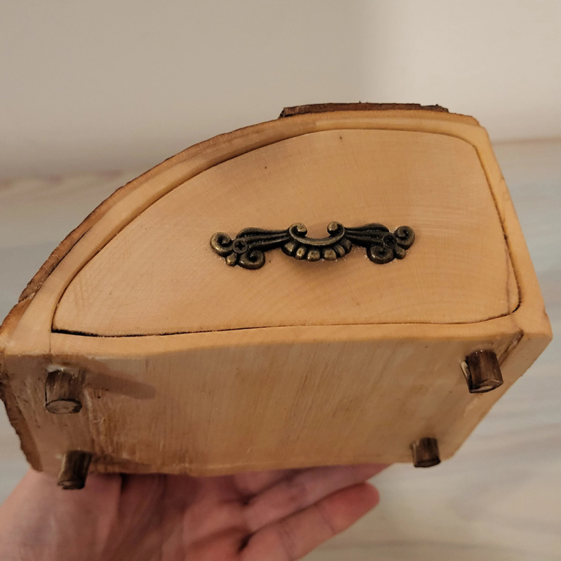 Rustic Ash Jewelry Box with Bark