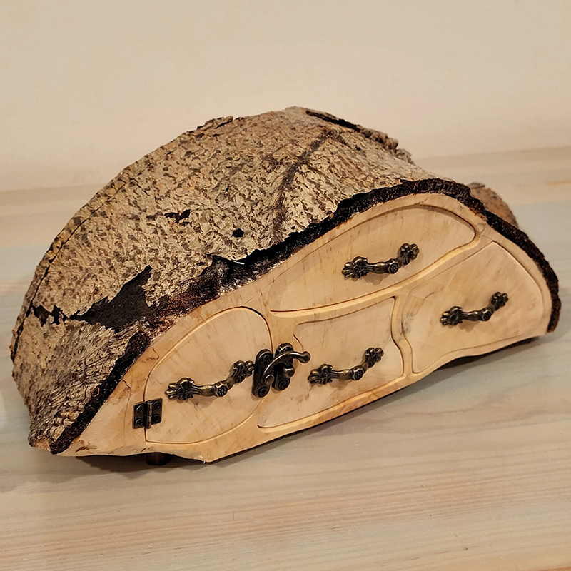 ECO friendly Jewelry Aspen Log Box with Bark