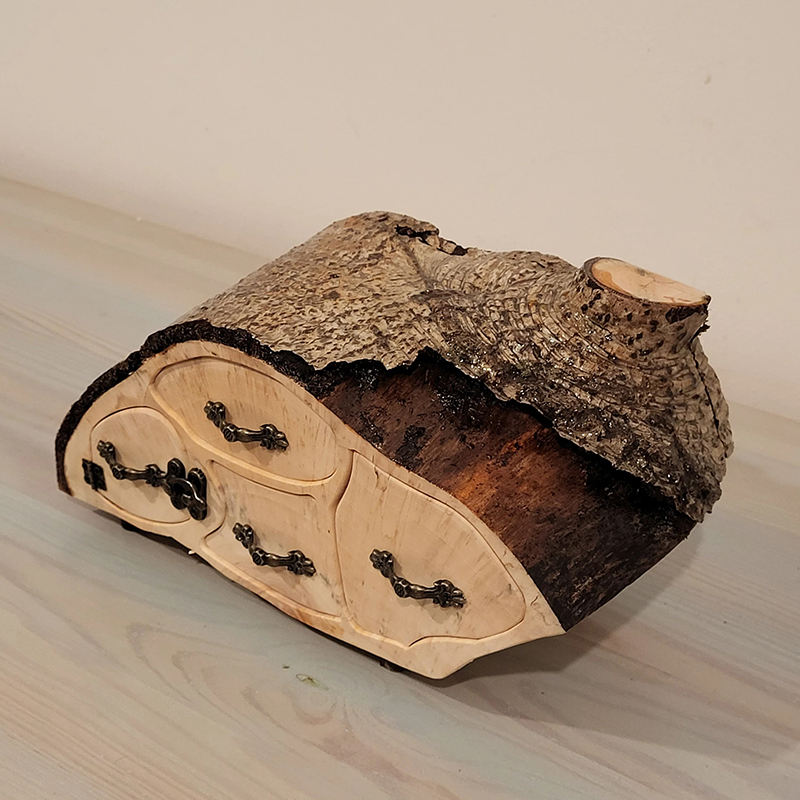 Upcycled Jewelry Aspen Log Box with Bark