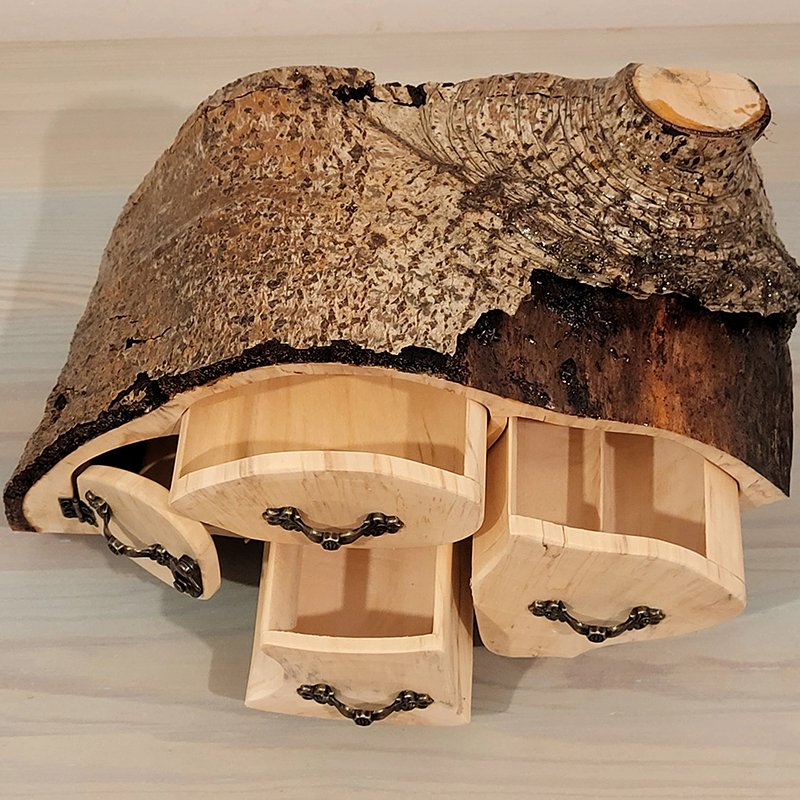 Upcycled Jewelry Aspen Log Box with Bark