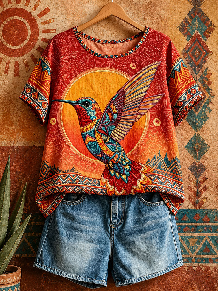 Women's linen short-sleeved T-shirt