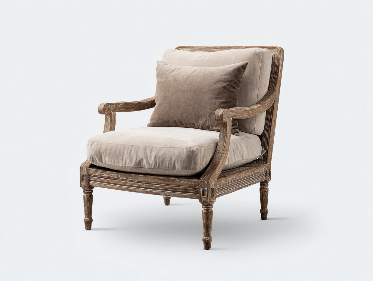 Sillón de tela con estructura de madera 78x85x92 cm - beige - diseño clásico para salón-Cottaden