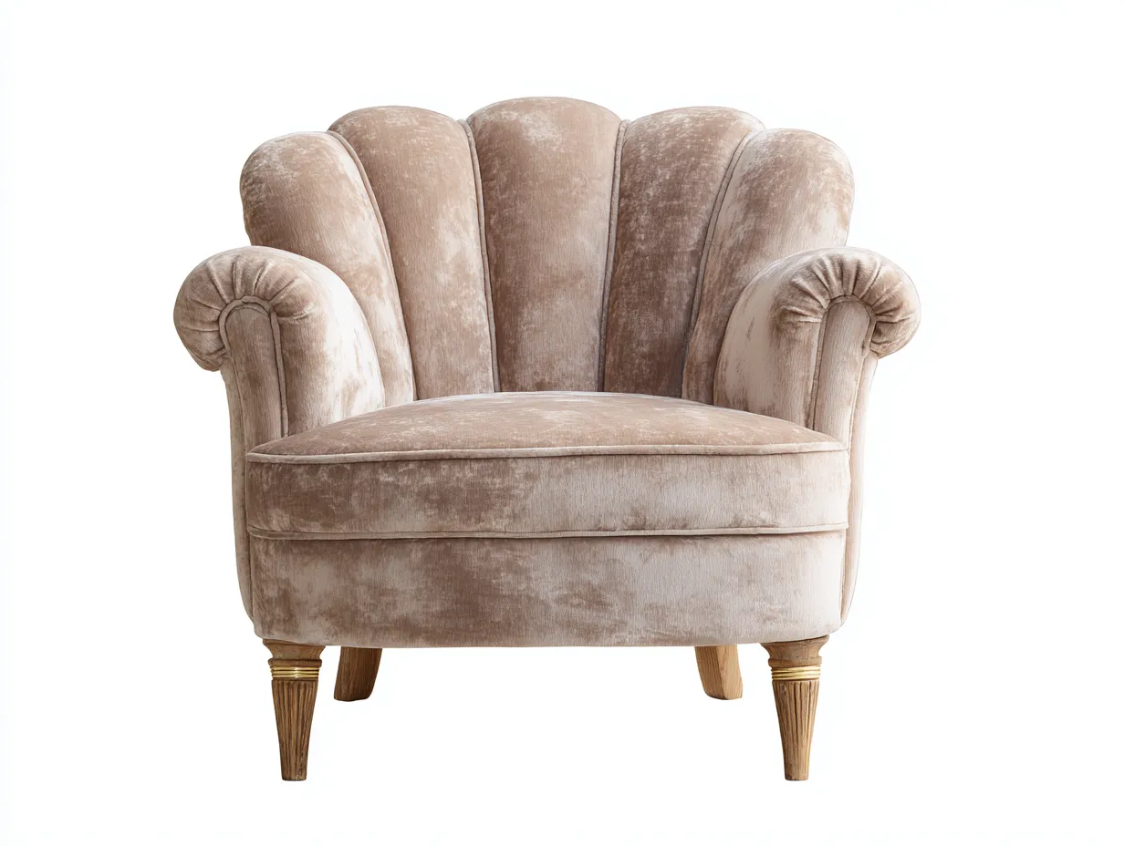 Sillón de tela tapizado 90x85x82 cm color beige claro para salón estilo clásico-Cottaden