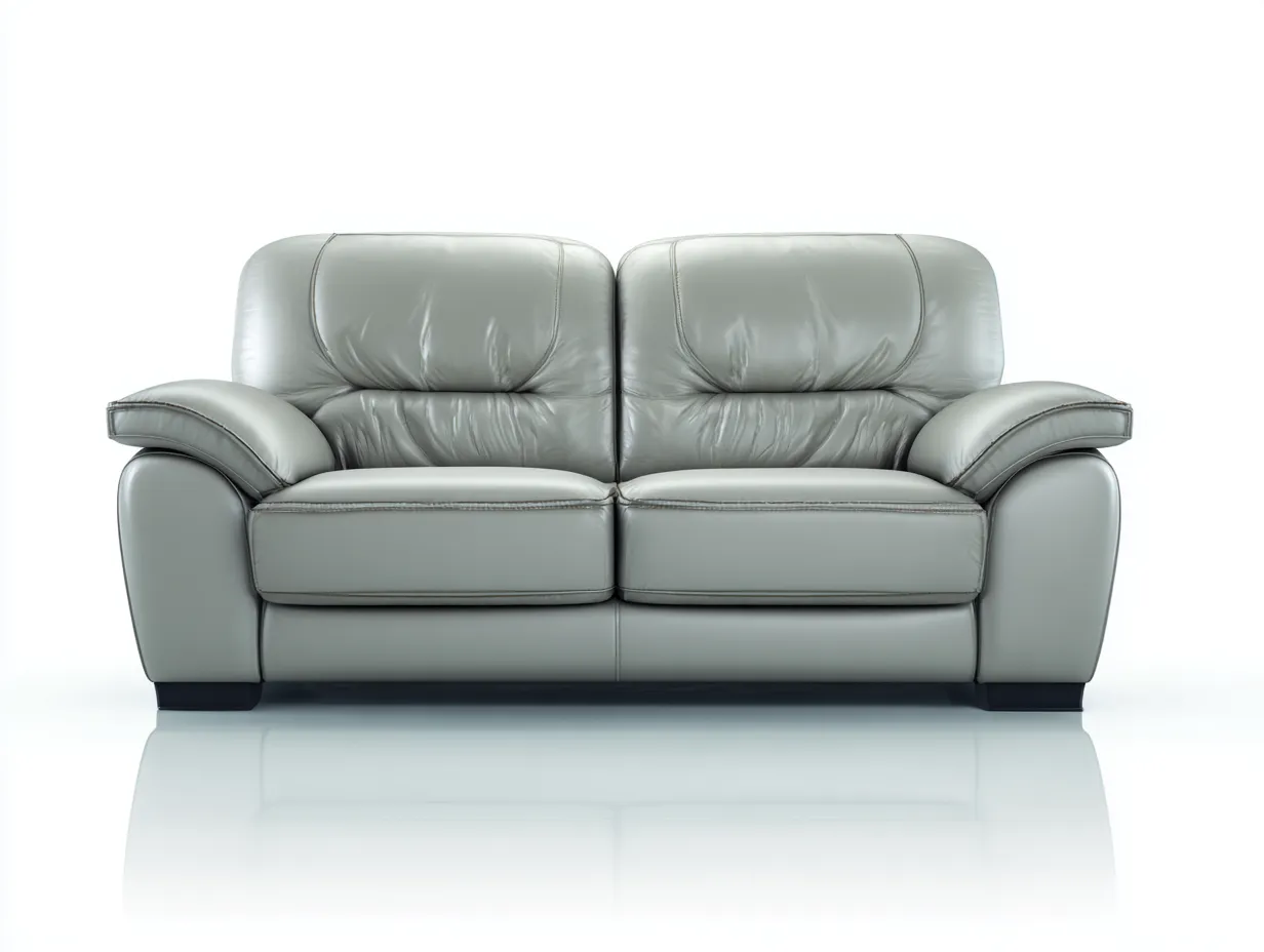 Sofás 2 plazas cuero sintético acolchado 165x90x92 cm gris - diseño moderno salón-Cottaden