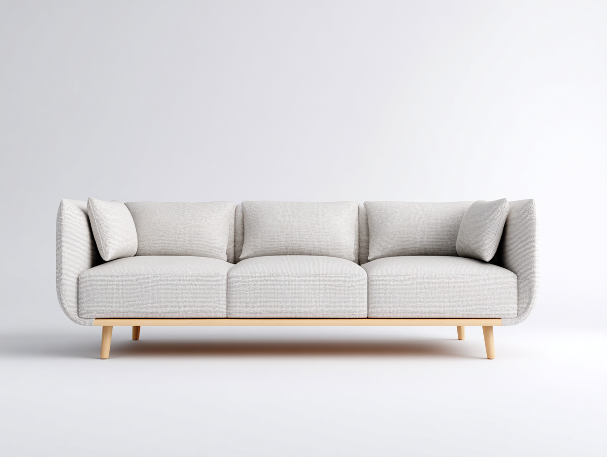 Sofás 3 plazas de tela tapizado 210x90x85 cm color gris claro para salón estilo moderno-Cottaden