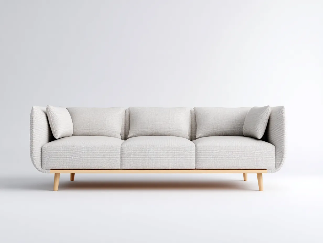 Sofás 3 plazas de tela tapizado 210x90x85 cm color gris claro para salón estilo moderno-Cottaden