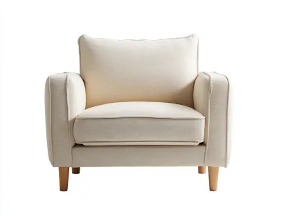 Sillón de tela acolchado con patas de madera 85x80x82 cm - beige - diseño moderno cómodo-Cottaden
