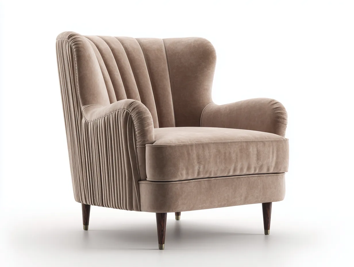 Sillón de tela tapizado con patas de madera 80x85x95 cm - beige - diseño clásico para salón y dormitorio-Cottaden