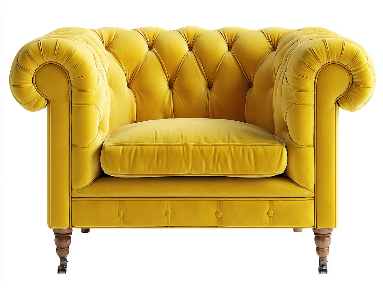 Sillón de tela tapizado 95x85x78 cm color amarillo para salón estilo clásico-Cottaden