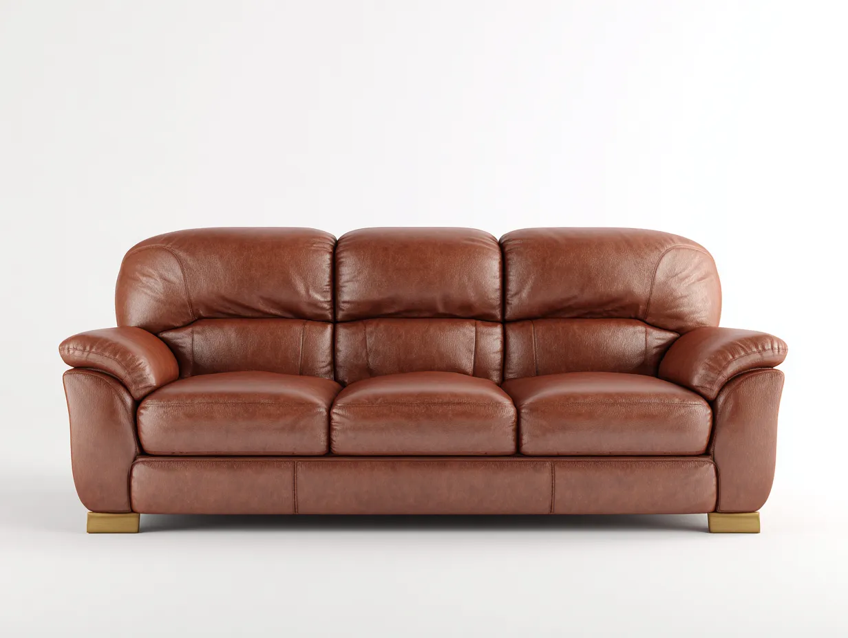 Sofás 3 plazas de cuero 215x95x90 cm color marrón para salón estilo clásico-Cottaden