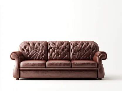 Sofás 3 plazas de cuero sintético 205x90x85 cm - marrón - diseño clásico capitoné para salón-Cottaden