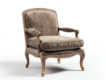 Sillón de tela clásico con estructura de madera tallada 90x85x95 cm - marrón - diseño elegante vintage-Cottaden