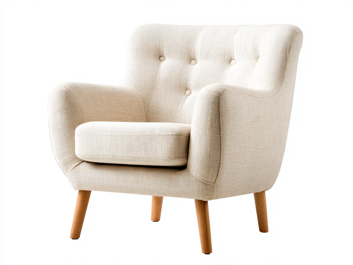 Sillón de tela tapizado 85x80x82 cm color beige para salón estilo moderno-Cottaden