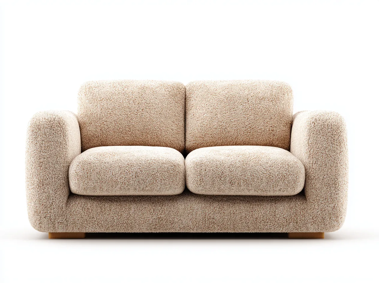 Sofás 2 plazas de tela bouclé 162x88x78 cm - beige - diseño moderno para salón-Cottaden