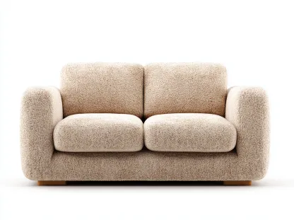 Sofás 2 plazas de tela bouclé 162x88x78 cm - beige - diseño moderno para salón-Cottaden