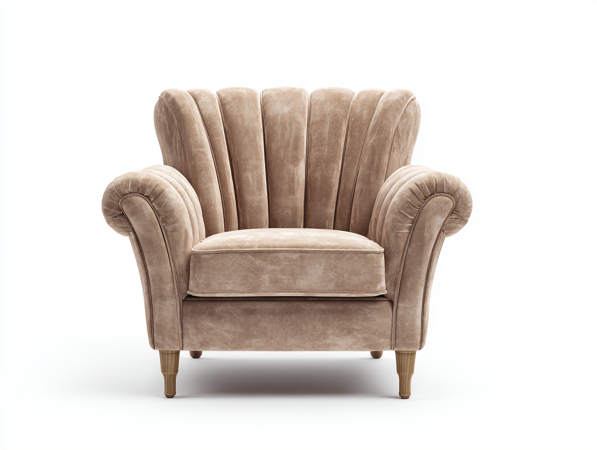 Sillón de tela tapizado 85x90x95 cm - beige - diseño clásico para salón-Cottaden