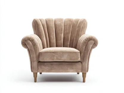 Sillón de tela tapizado 85x90x95 cm - beige - diseño clásico para salón-Cottaden