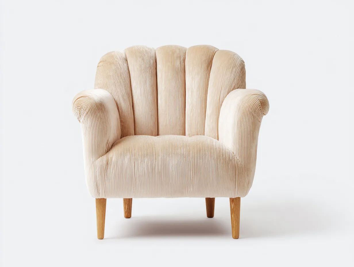 Sillón de tela con patas de madera 80x82x90 cm beige - diseño clásico salón-Cottaden