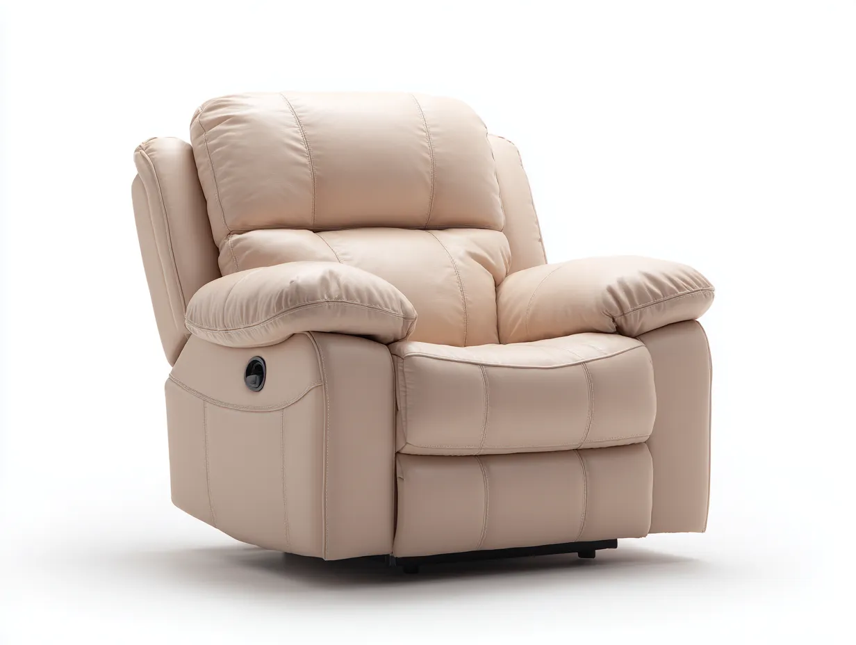 Sillones reclinables cuero sintético acolchado 95x96x108 cm beige - diseño confortable salón-Pinemyhaus
