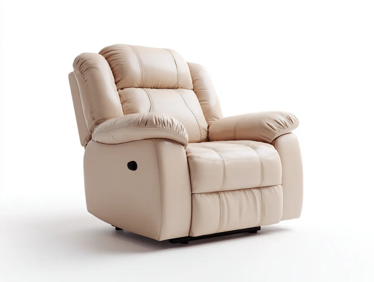 Sillones reclinables cuero sintético acolchado 92x95x105 cm beige - diseño moderno descanso-Pinemyhaus