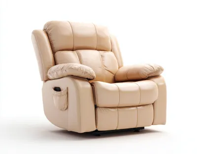 Sillones reclinables de cuero sintético 92x95x105 cm - beige - diseño confortable para salón-Pinemyhaus